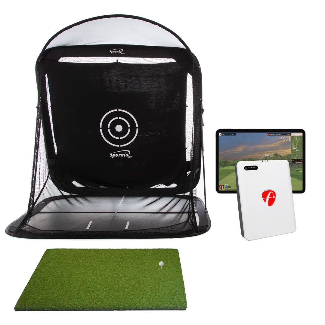 FlightScope Mevo Gen2 SPG-8 CCE 5x5 Practice Package golf simulator package for indoor golf simulator setup