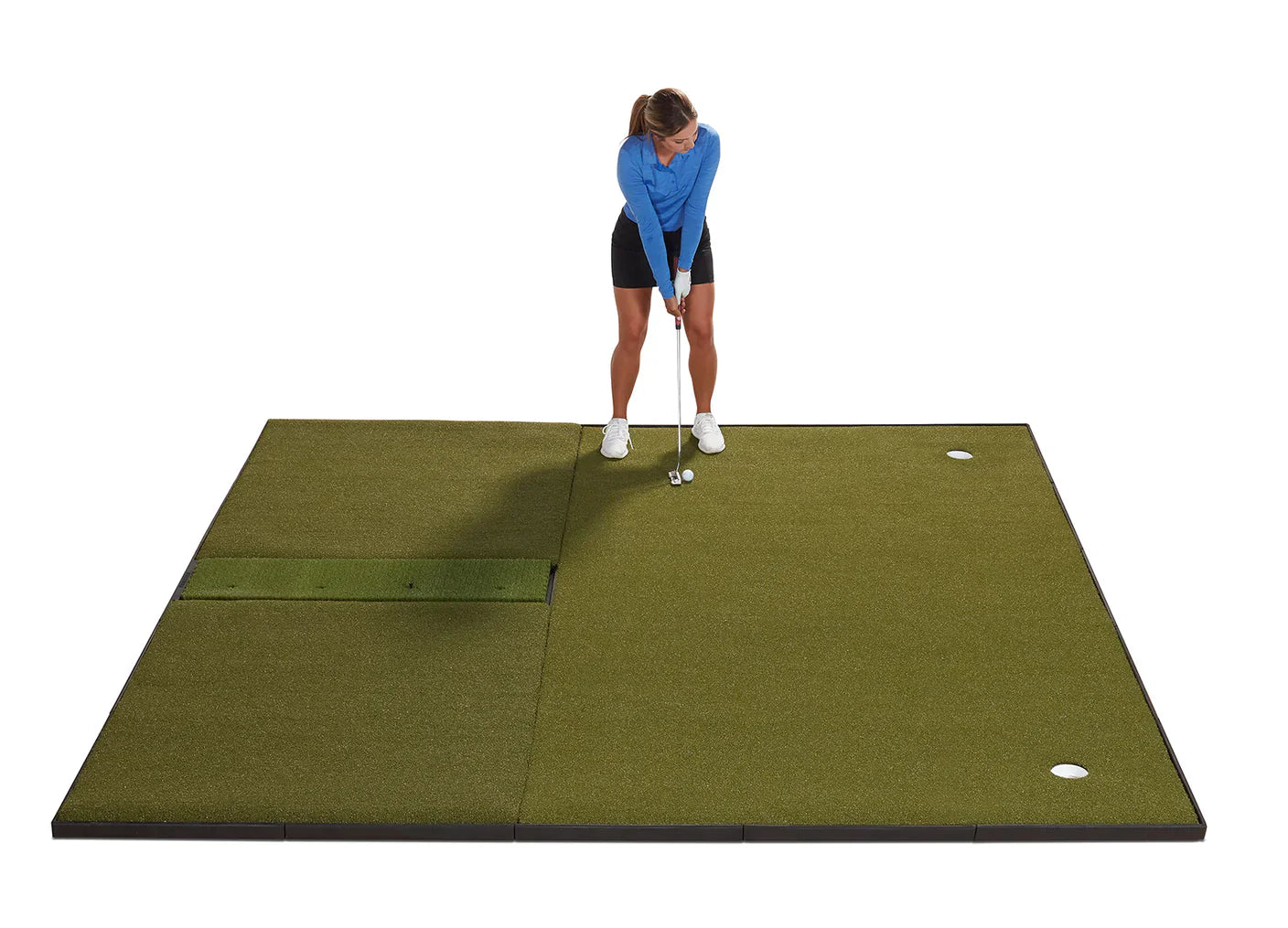 Fiberbuilt 10'x10' Grass Series Combo Mat - Double Hitting golf hitting mat for indoor golf simulator setup