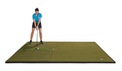 Fiberbuilt 10'x10' Grass Series Combo Mat - Double Hitting golf hitting mat for indoor golf simulator setup