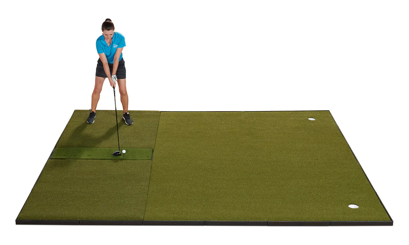 Fiberbuilt 10' x 12' Grass Series Combo Mat - Center Hitting golf hitting mat for indoor golf simulator setup