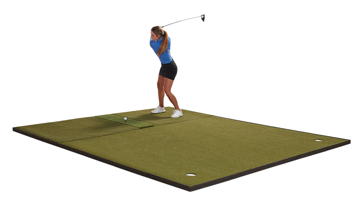 Fiberbuilt 10' x 12' Grass Series Combo Mat - Center Hitting golf hitting mat for indoor golf simulator setup