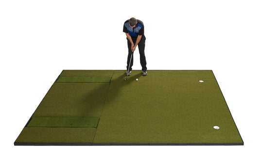 Fiberbuilt 10' x 12' Grass Series Combo Mat - Double Hitting golf hitting mat for indoor golf simulator setup