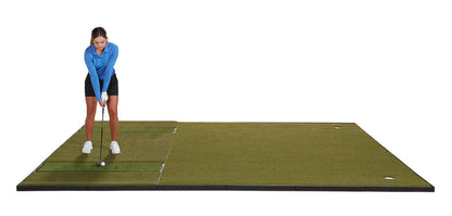 Fiberbuilt 10' x 12' Grass Series Combo Mat - Double Hitting golf hitting mat for indoor golf simulator setup