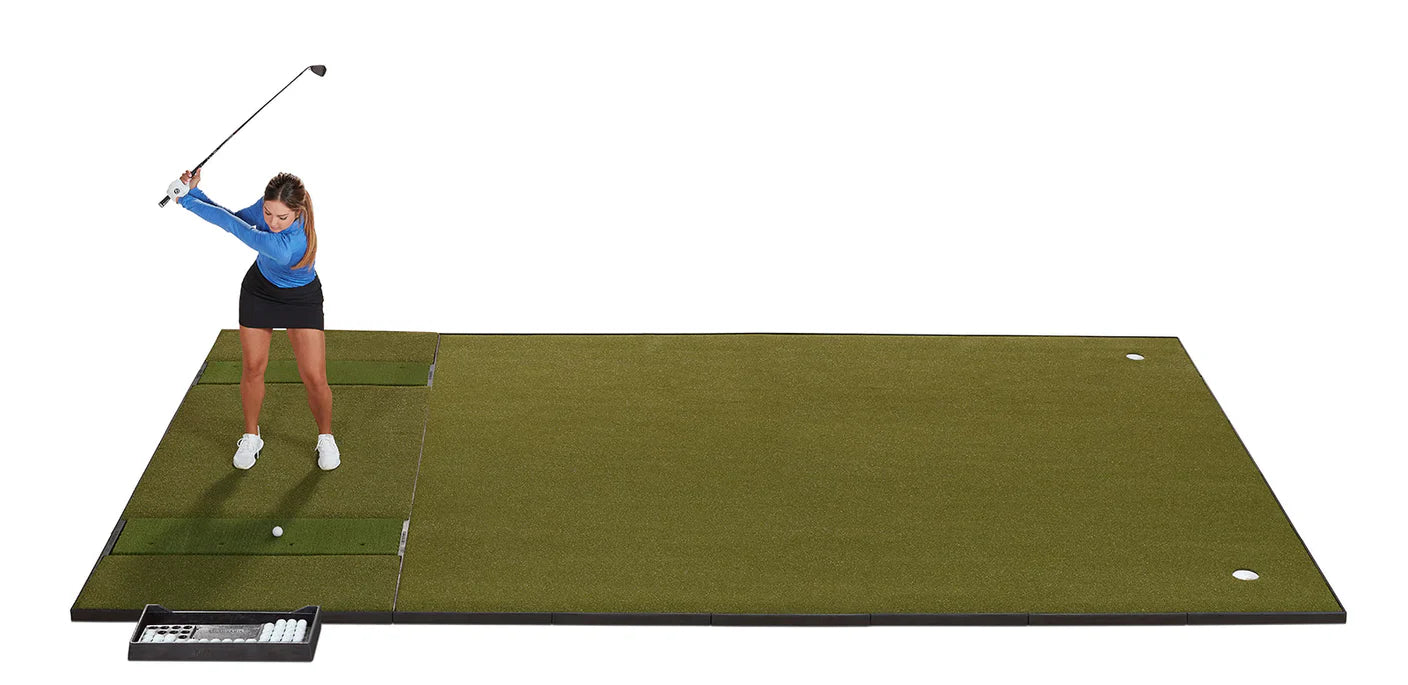 Fiberbuilt 10' x 16' Grass Series Combo Mat - Double Hitting golf hitting mat for indoor golf simulator setup