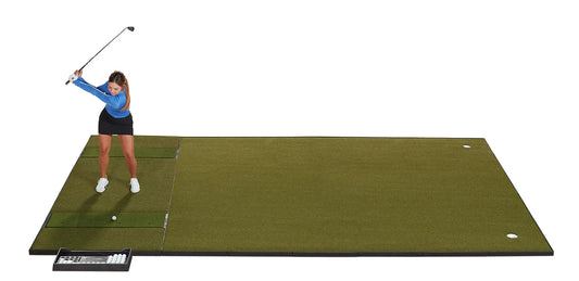 Fiberbuilt 10' x 16' Grass Series Combo Mat - Double Hitting golf hitting mat for indoor golf simulator setup