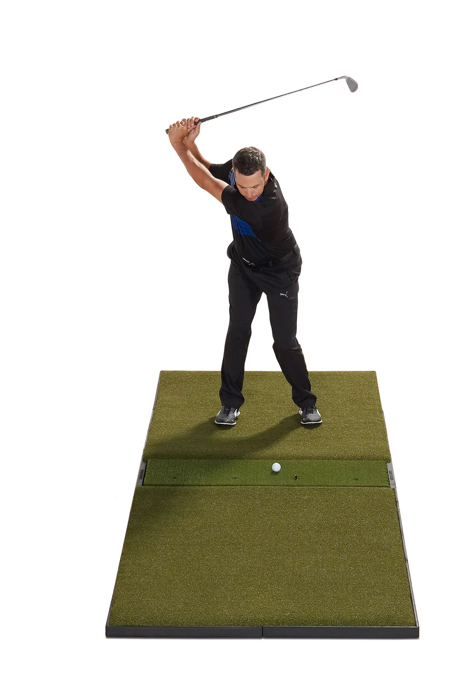 Fiberbuilt 9'x4' Grass Series Studio Golf Mat - Center Hitting golf hitting mat for indoor golf simulator setup