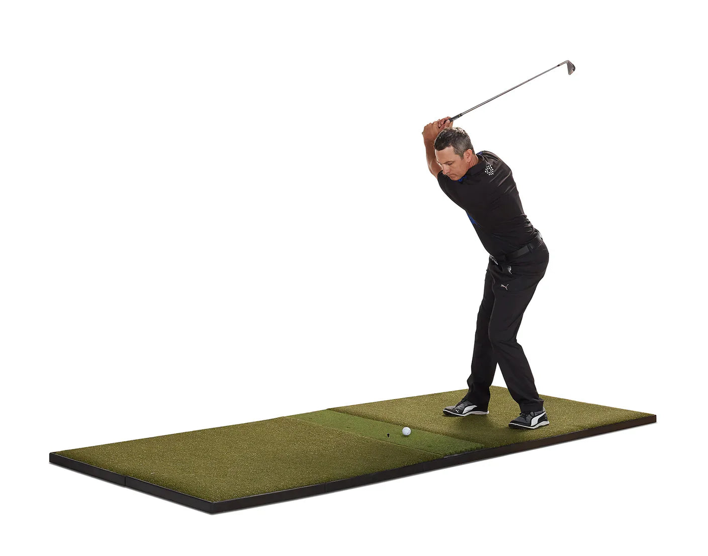 Fiberbuilt 9'x4' Grass Series Studio Golf Mat - Center Hitting golf hitting mat for indoor golf simulator setup