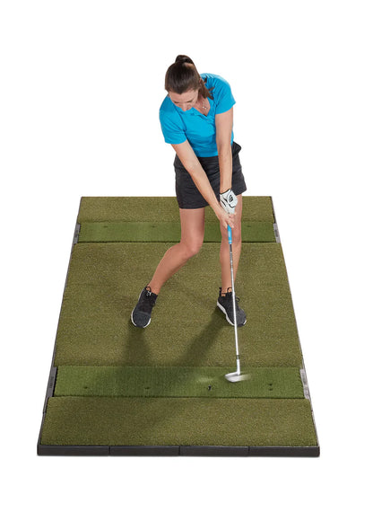 Fiberbuilt 10' x 4' Grass Series Studio Golf Mat - Double Hitting golf hitting mat for indoor golf simulator setup