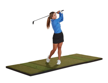 Fiberbuilt 10' x 4' Grass Series Studio Golf Mat - Double Hitting golf hitting mat for indoor golf simulator setup