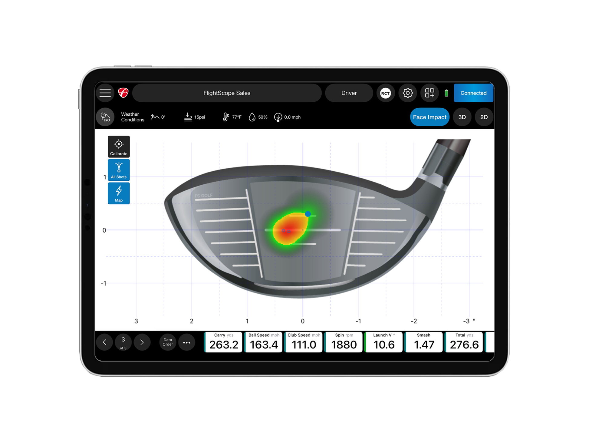 FlightScope Mevo+ / Mevo Gen2 Pro Package & Face Impact Location golf simulator software for indoor golf simulator setup
