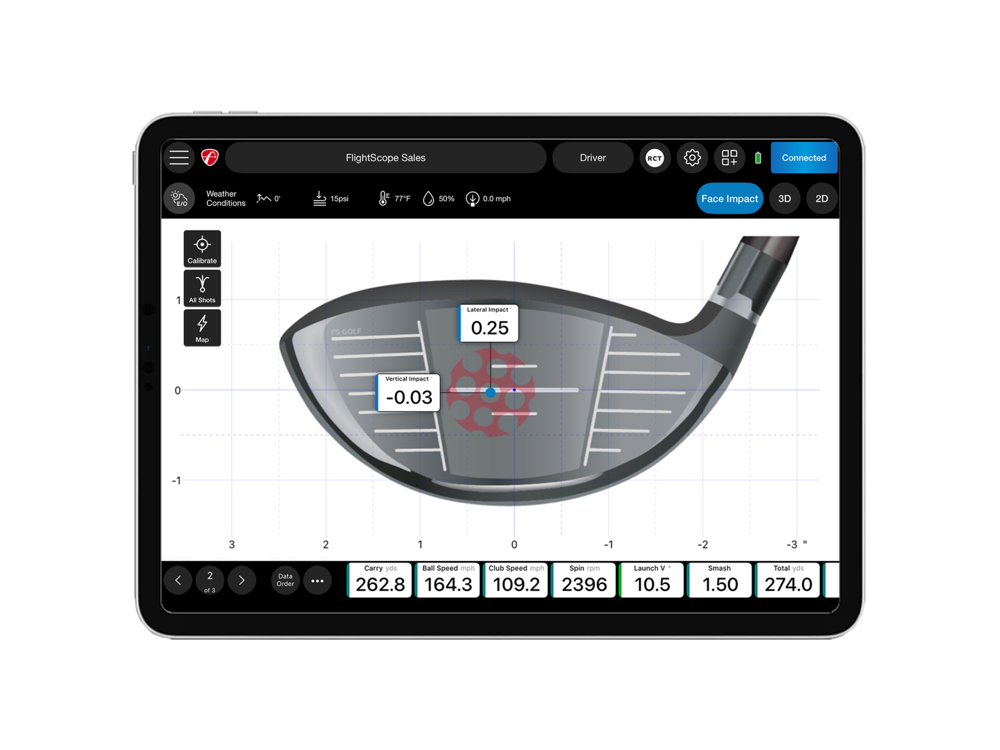 FlightScope Mevo+ / Mevo Gen2 Pro Package & Face Impact Location golf simulator software for indoor golf simulator setup