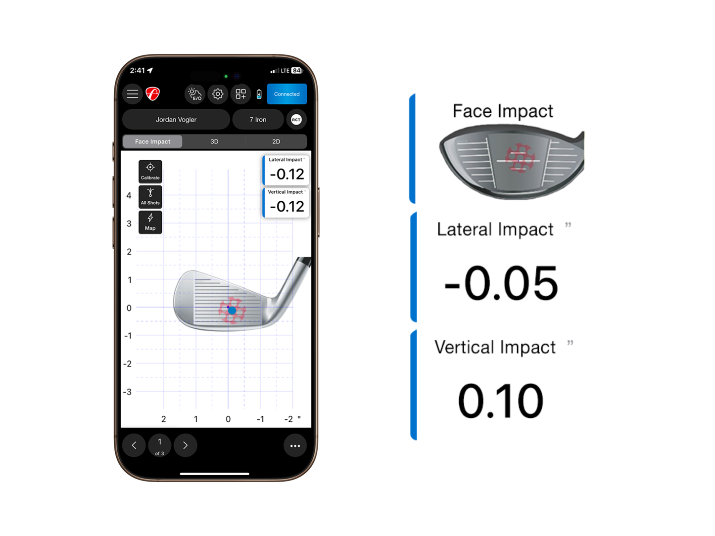 FlightScope Mevo+ / Mevo Gen2 Face Impact Location golf simulator software for indoor golf simulator setup