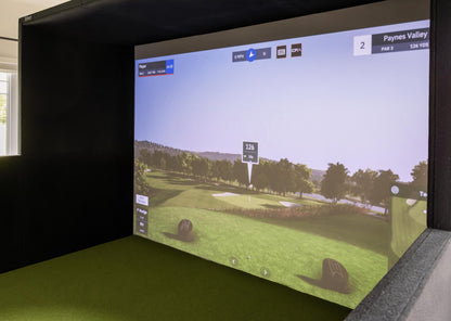 SimBooth 1 Golf Simulator Enclosure golf simulator enclosure for indoor golf simulator setup