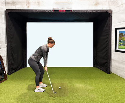 The SportScreen Parlour Series Golf Enclosure golf simulator enclosure for indoor golf simulator setup