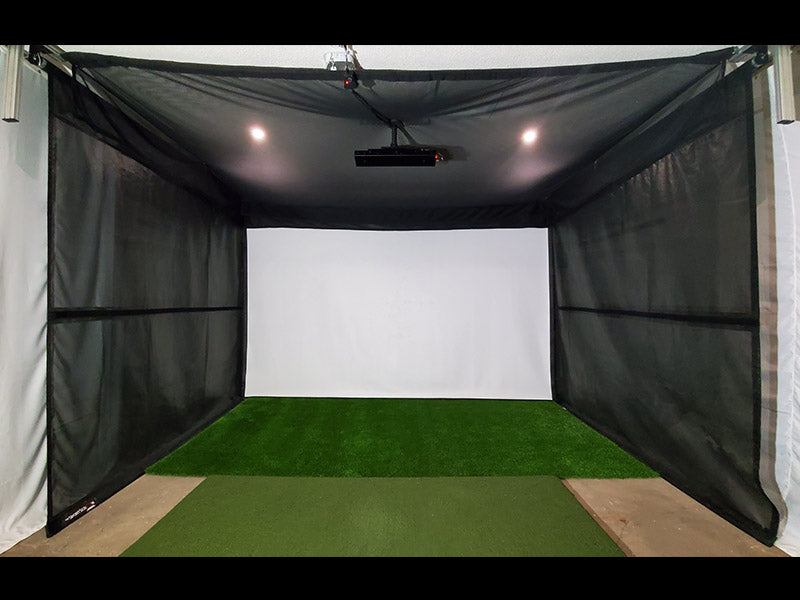 Stealth Elite Retractable Golf Enclosure golf simulator enclosure for indoor golf simulator setup