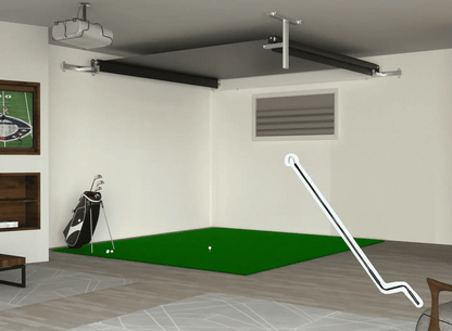 The SportScreen Vanish Series Retractable Golf Studio golf simulator enclosure for indoor golf simulator setup