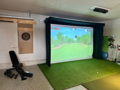 The SportScreen Vanish LITE® Semi-Retractable Golf Enclosure golf simulator enclosure for indoor golf simulator setup