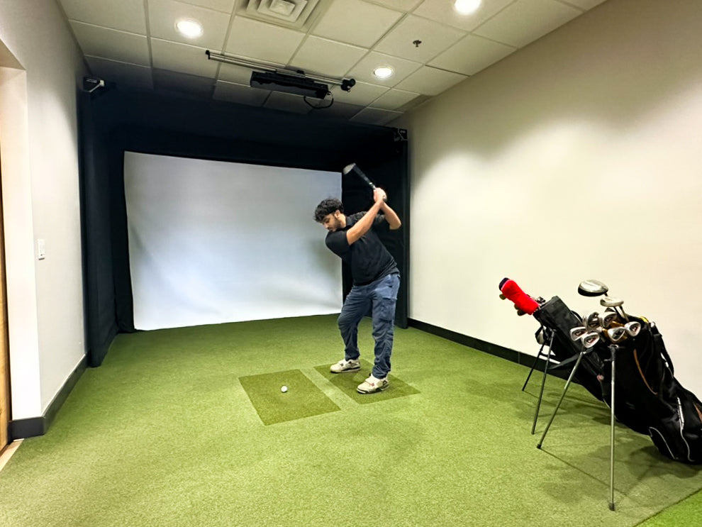 The SportScreen Parlour Series Golf Enclosure golf simulator enclosure for indoor golf simulator setup