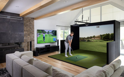 SimBooth Half Walls golf simulator enclosure for indoor golf simulator setup