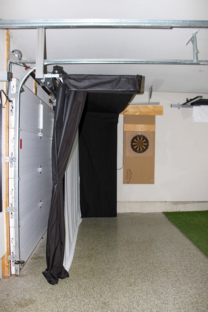 The SportScreen Vanish LITE® Semi-Retractable Golf Enclosure golf simulator enclosure for indoor golf simulator setup