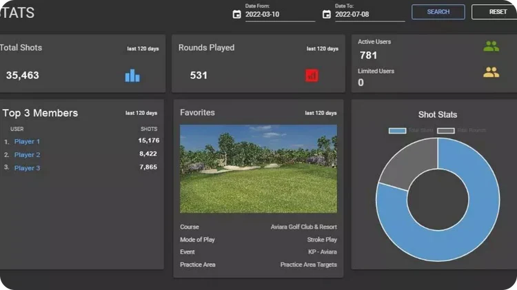 TruGolf E6 Connect Commercial Tools golf simulator software for indoor golf simulator setup